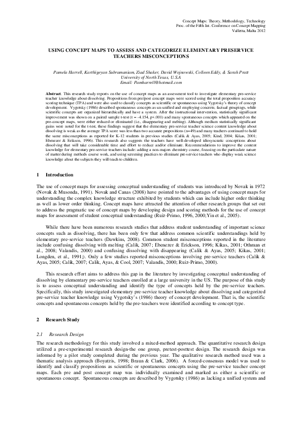 (PDF) Using Concept Maps to Assess and Categorize Elementary Preservice ...