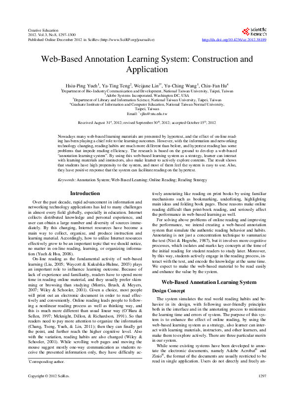 (PDF) Web-Based Annotation Learning System: Construction and Application