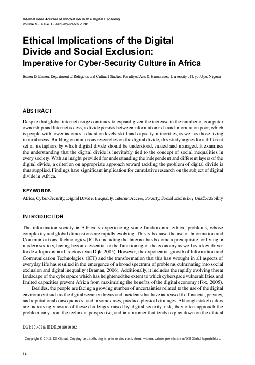 (PDF) Ethical Implications of the Digital Divide and Social Exclusion