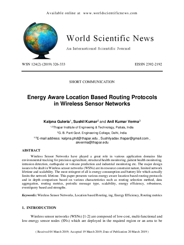  pdf energy aware location based routing protocols in wireless sensor