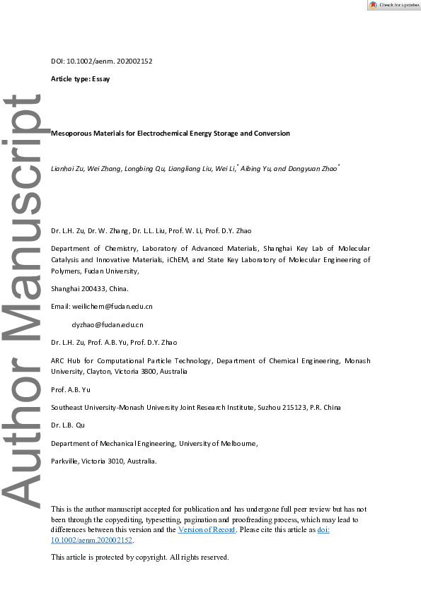 (PDF) Mesoporous Materials for Electrochemical Energy Storage and ...