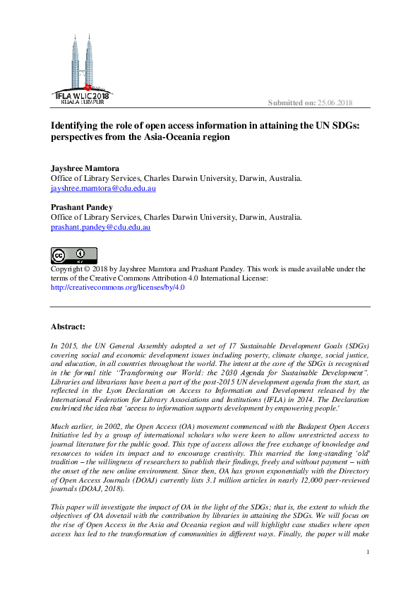 (PDF) Identifying the role of open access information in attaining the ...