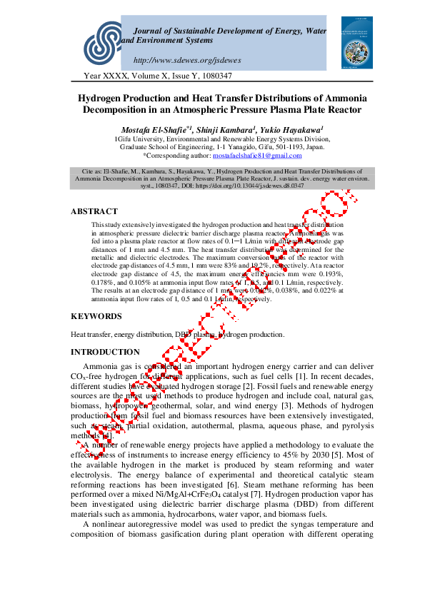 (PDF) Hydrogen Production and Heat Transfer Distributions of Ammonia ...