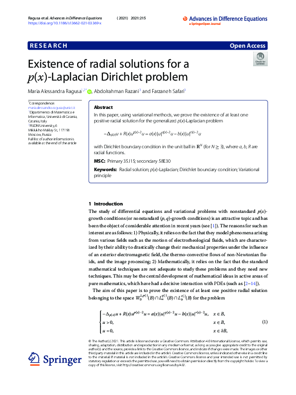 (PDF) Existence of radial solutions for a p ( x ) $p(x)$ -Laplacian ...