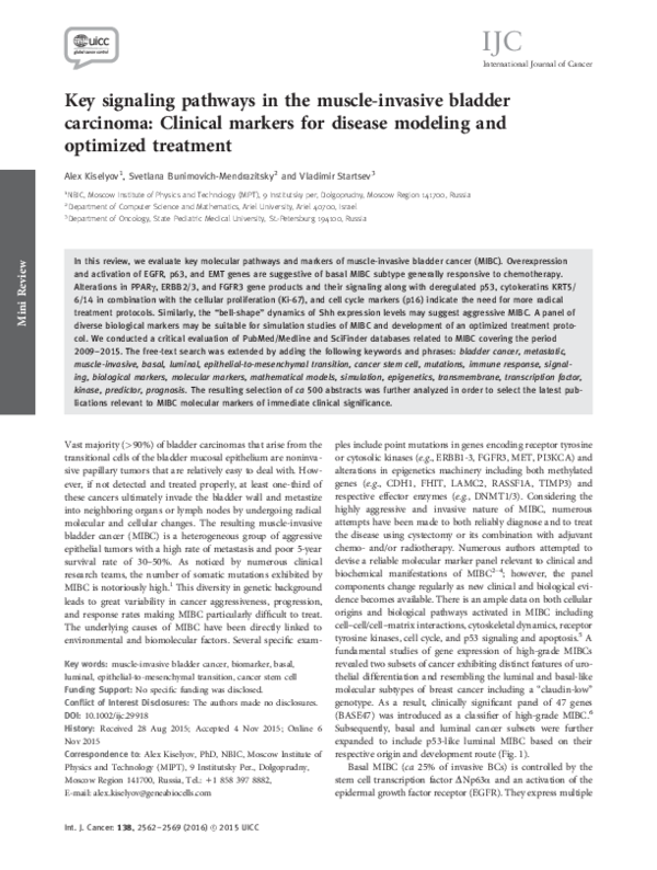 (PDF) Key Signaling Pathways in the Muscle-Invasive Bladder Carcinoma ...