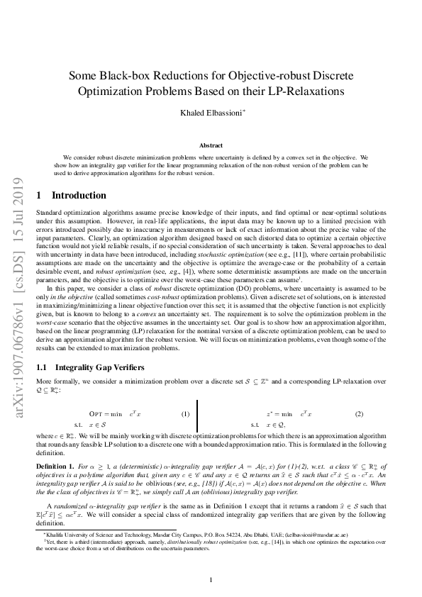 (PDF) Some Black-box Reductions for Objective-robust Discrete ...