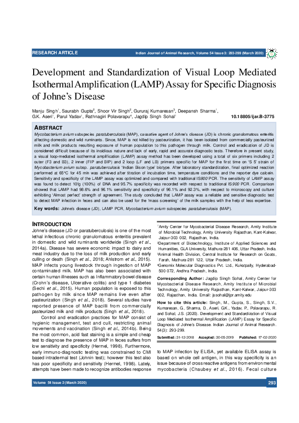 (PDF) Development and Standardization of Visual Loop Mediated ...