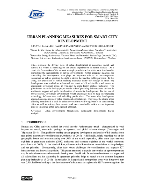 (PDF) Urban Planning Measures for Smart City Development