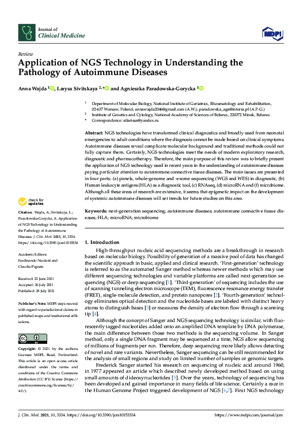 (PDF) Application of NGS Technology in Understanding the Pathology of ...