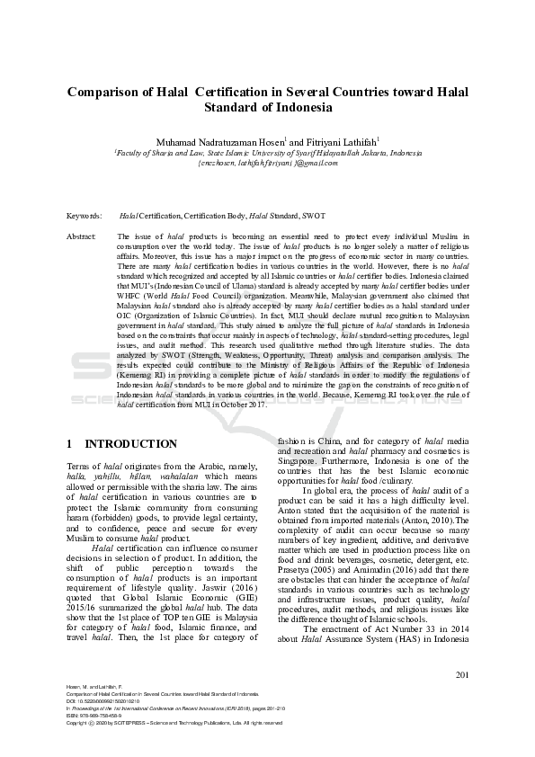 (PDF) Comparison of Halal Certification in Several Countries toward ...