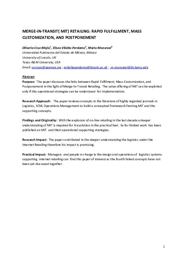 (PDF) Merge-in-transit (MiT) retailing: rapid fulfillment, mass ...