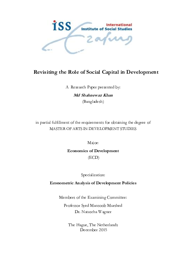(PDF) Revisiting the Role of Social Capital in Development