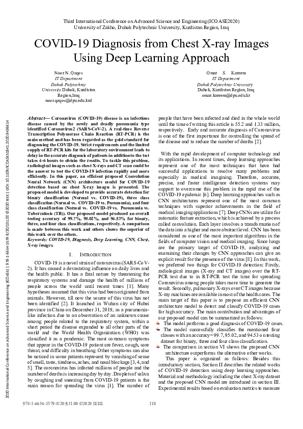 (PDF) COVID-19 Diagnosis from Chest X-ray Images Using Deep Learning ...