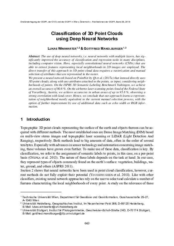 (PDF) Classification of 3 D Point Clouds using Deep Neural Networks