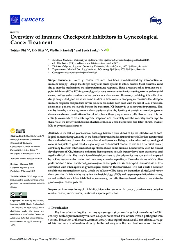(PDF) Overview of Immune Checkpoint Inhibitors in Gynecological Cancer ...