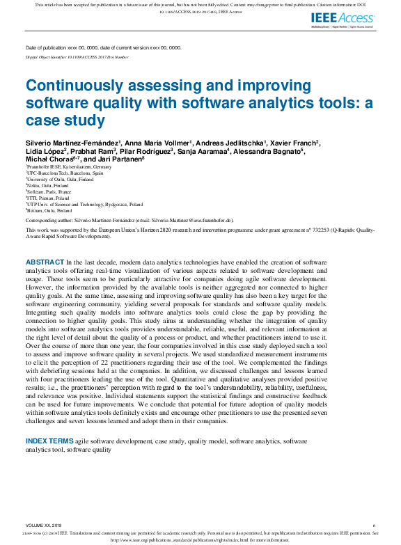 (PDF) Continuously assessing and improving software quality with ...
