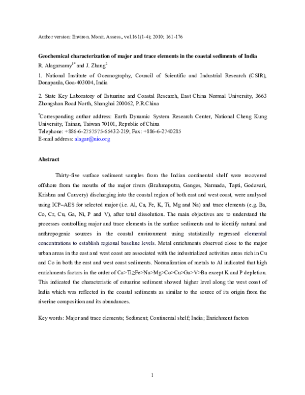 (PDF) Geochemical characterization of major and trace elements in the ...