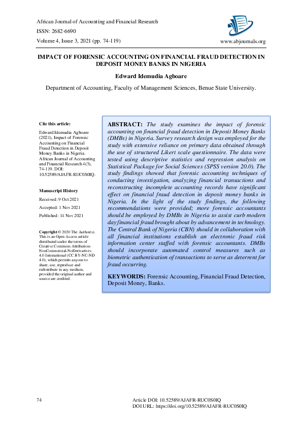 (PDF) Impact of Forensic Accounting on Financial Fraud Detection in ...