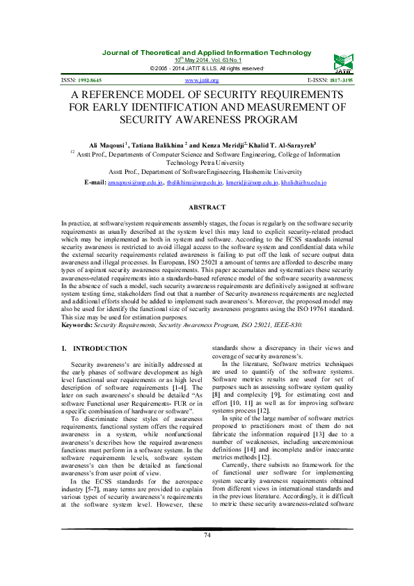 (PDF) A Reference Model of Security Requirements for Early ...