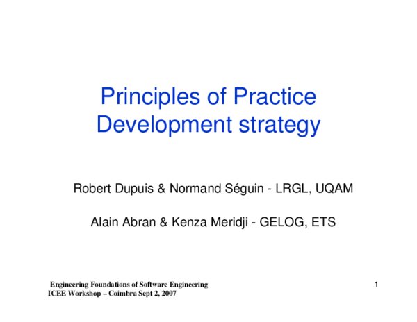 (PDF) Principles of practice - development strategy