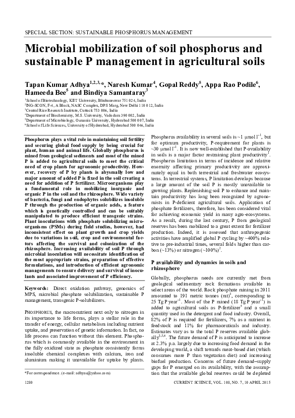 (PDF) Microbial mobilization of soil phosphorus and sustainable P ...