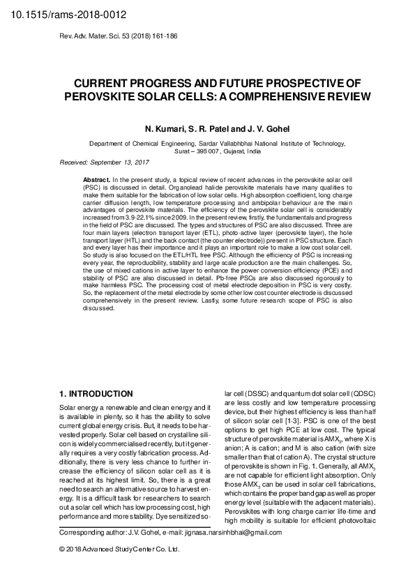 (PDF) Current Progressand Future Prospective of Perovskite Solar Cells ...