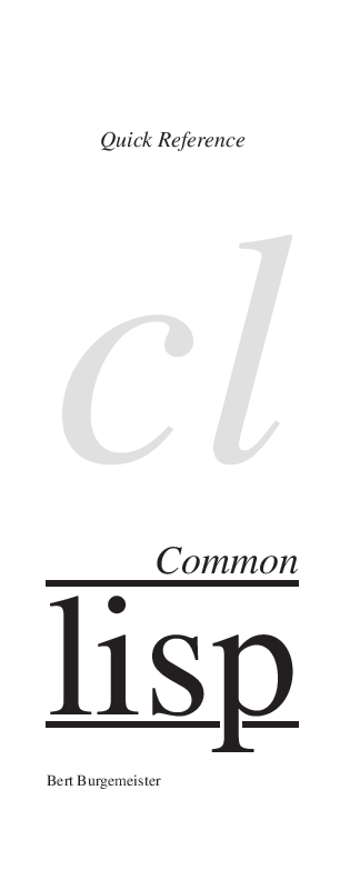 (PDF) Common Lisp Quick Reference