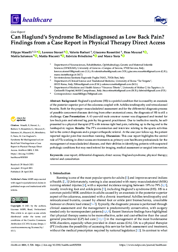 (PDF) Can Haglund’s Syndrome Be Misdiagnosed as Low Back Pain? Findings