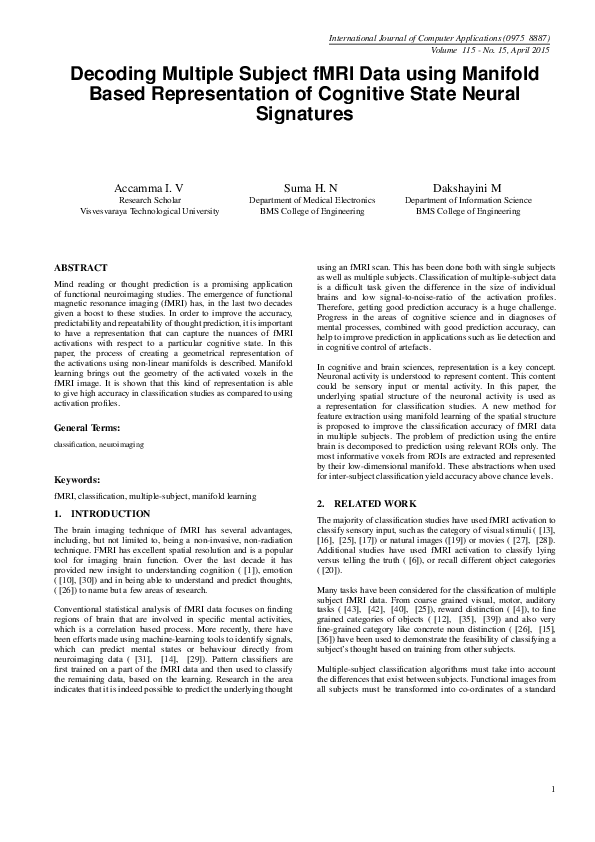 (PDF) Decoding Multiple Subject fMRI Data using Manifold based ...