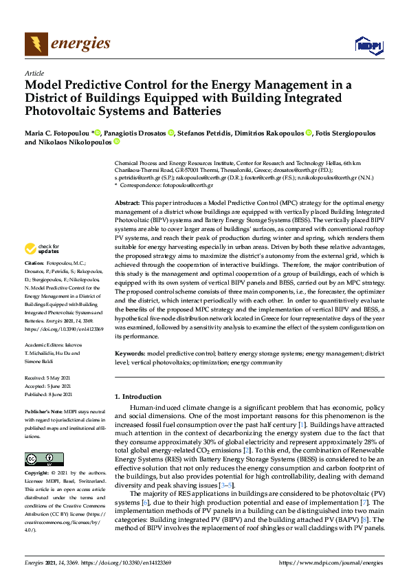 (PDF) Model Predictive Control for the Energy Management in a District ...