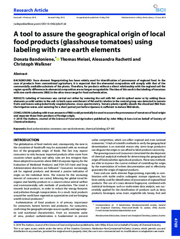 (PDF) A tool to assure the geographical origin of local food products ...