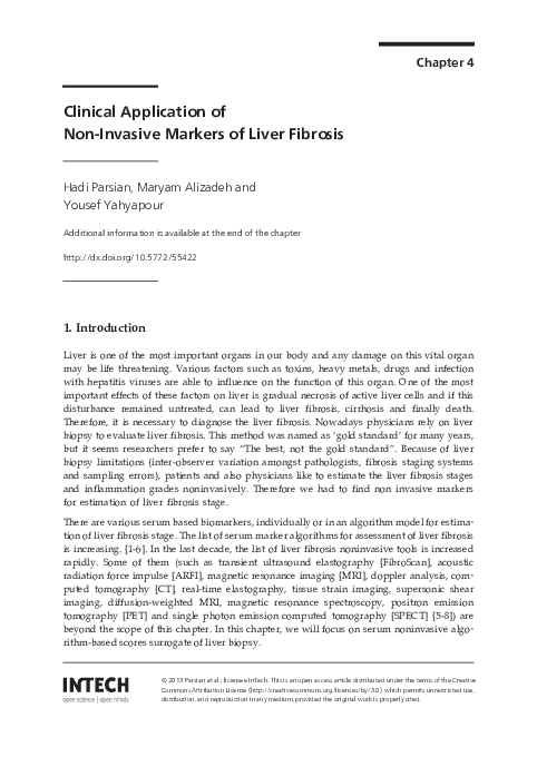 (PDF) Clinical Application of Non-Invasive Markers of Liver Fibrosis
