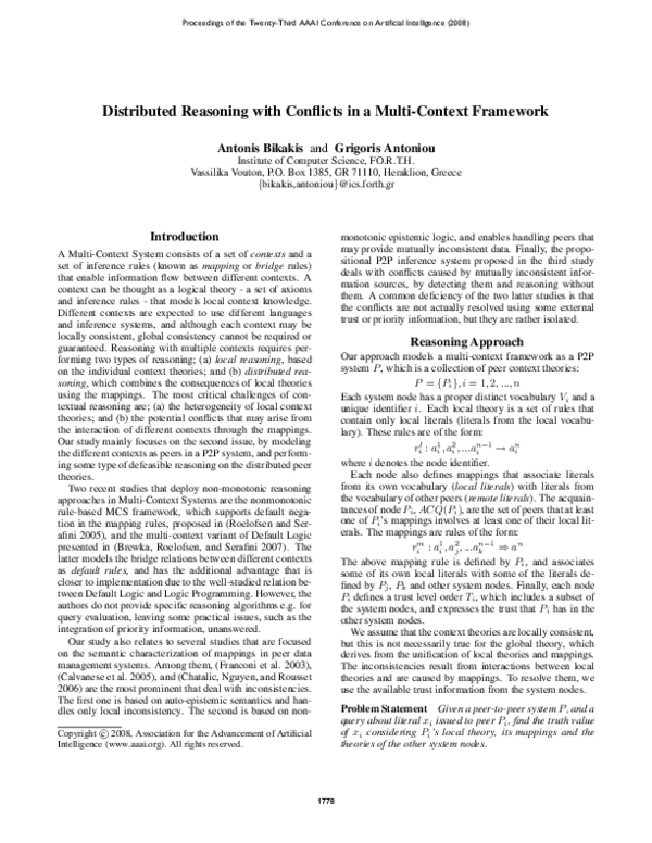 (PDF) Distributed Reasoning with Conflicts in a Multi-Context Framework