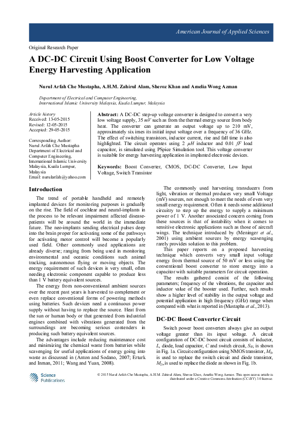 (PDF) A DC-DC Circuit Using Boost Converter for Low Voltage Energy ...