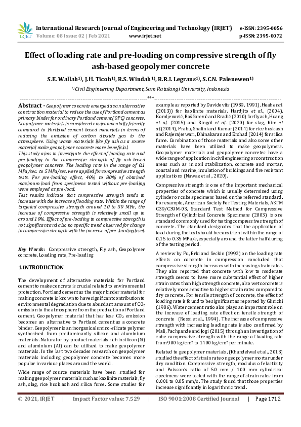 (PDF) Effect of loading rate and pre-loading on compressive strength of ...