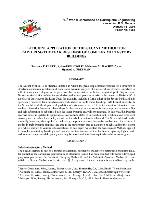 (PDF) Efficient Application of the Secant Method for Capturing the Peak ...