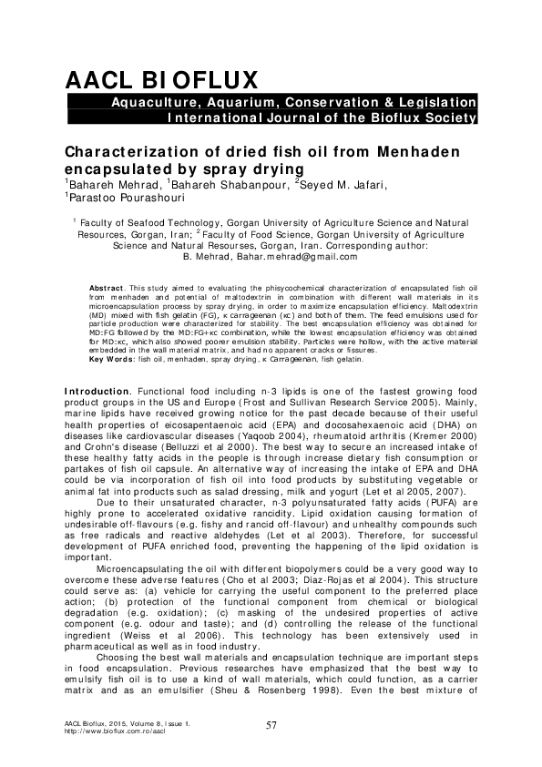 (PDF) Characterization of dried fish oil from Menhaden encapsulated by ...