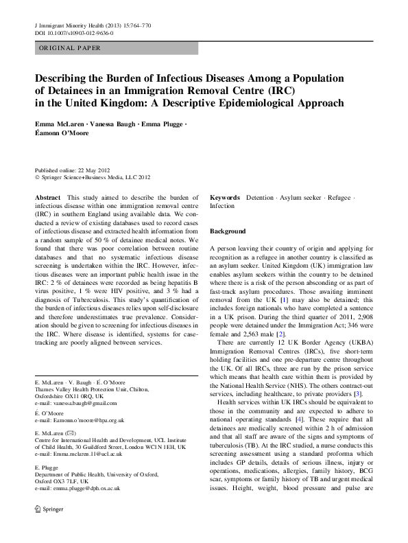 (PDF) Describing the Burden of Infectious Diseases Among a Population ...