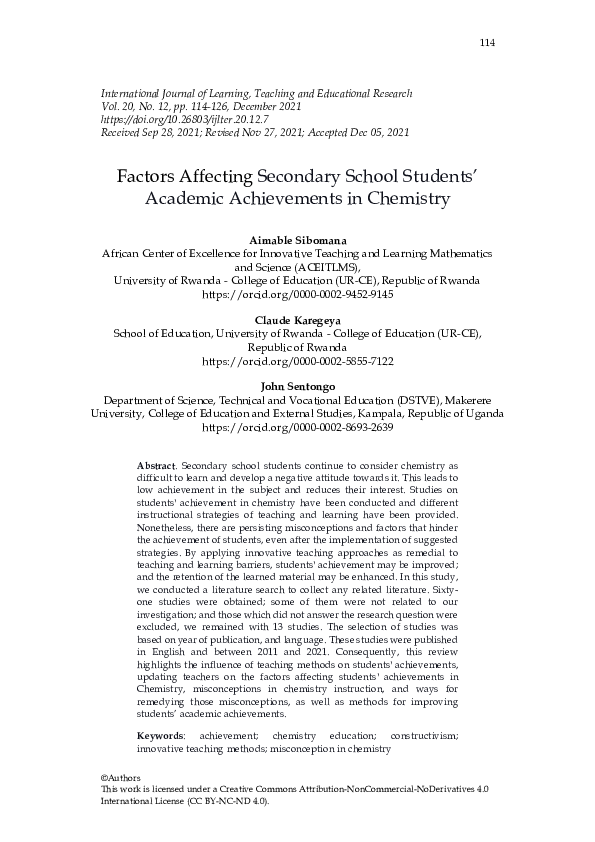(PDF) Factors Affecting Secondary School Students’ Academic ...