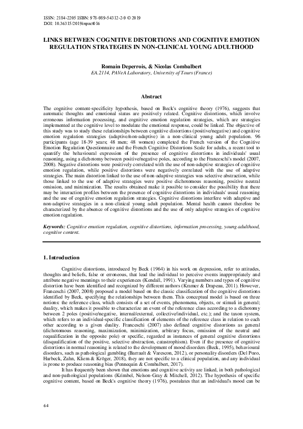 (PDF) Links Between Cognitive Distortions and Cognitive Emotion ...