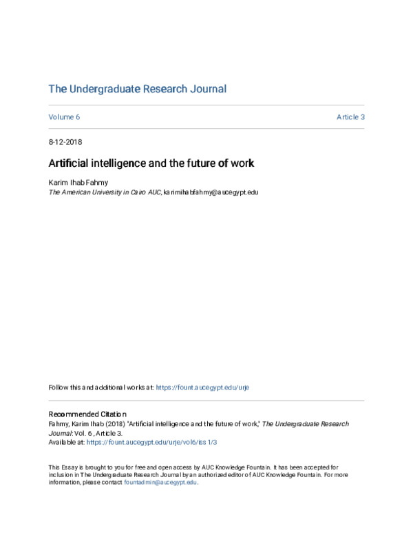 (PDF) Artificial Intelligence and the Future of Work
