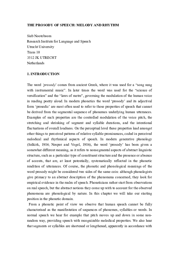 (PDF) The prosody of speech: melody and rhythm