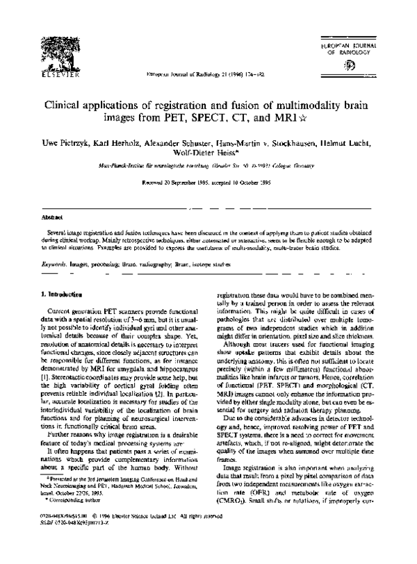 (PDF) Clinical applications of registration and fusion of multimodality ...