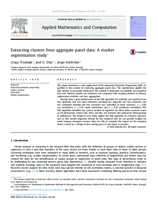 (PDF) Extracting clusters from aggregate panel data: A market ...