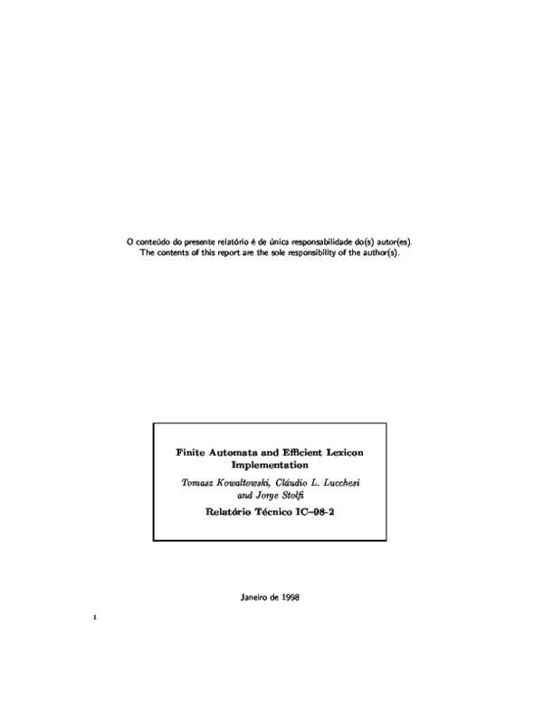 (PDF) Finite Automata and Eecient Lexicon Implementation Finite ...