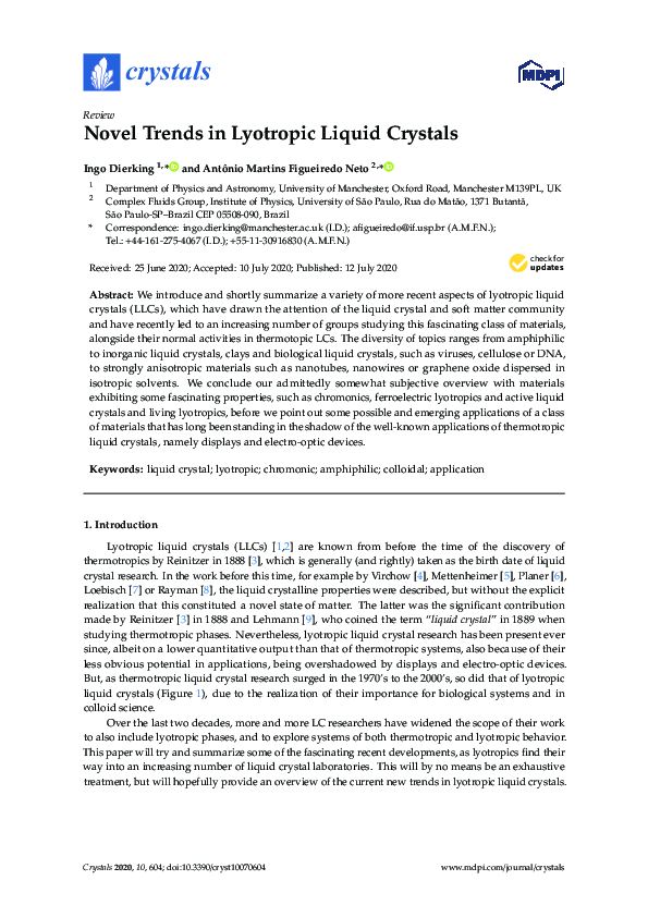 (PDF) Novel Trends in Lyotropic Liquid Crystals