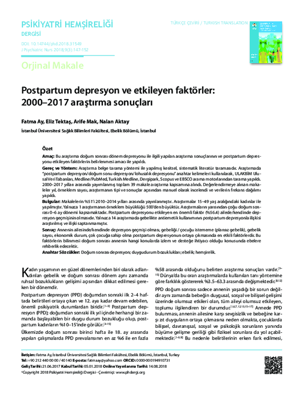(PDF) Postpartum depression and the factors affecting It: 2000-2017 ...
