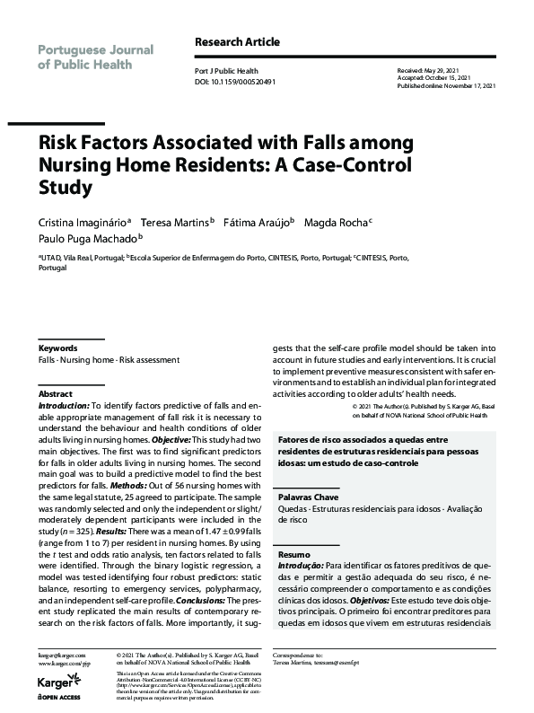 (PDF) Risk Factors Associated with Falls among Nursing Home Residents ...