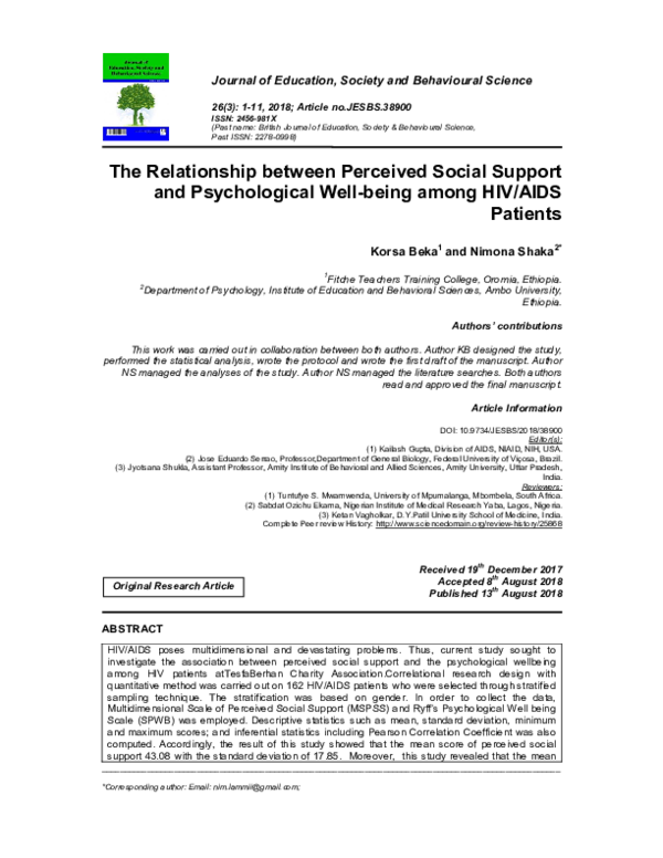 (PDF) The Relationship between Perceived Social Support and ...