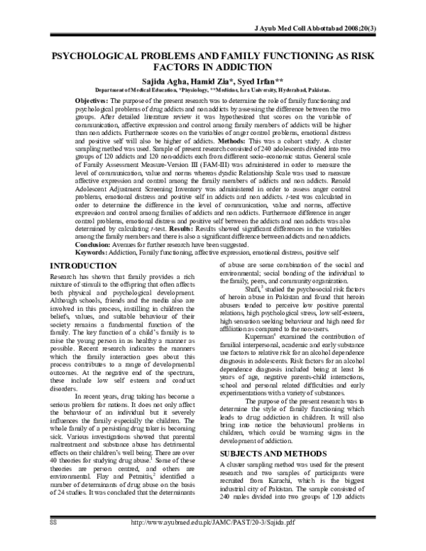 (PDF) Psychological problems and family functioning as risk factors in ...